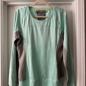 MPG Mint Green and Gray Long-Sleeved Workout Tee With Thumbholes